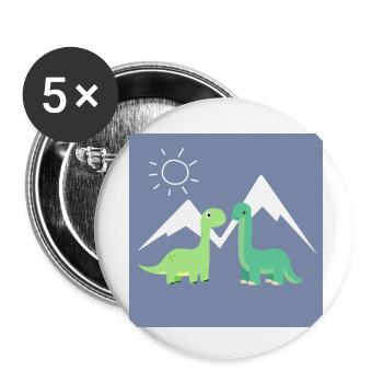 Landschaft mit Dino-Familie - Buttons klein 25 mm (5er Pack) - Weiß - Vorne