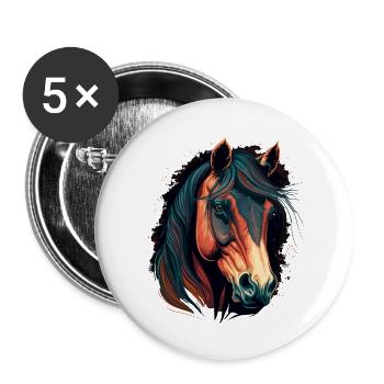 Trendige digitale Pferdemalerei - Buttons klein 25 mm (5er Pack) - Weiß - Vorne