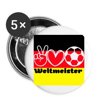 Weltmeister | WM | Fussball Shirt | Deutschland - Buttons klein 25 mm (5er Pack) - Weiß - Vorne