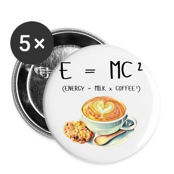 E MC² Kaffee Milch Energie Geschenk lustig - Buttons klein 25 mm (5er Pack) - Weiß - Vorne