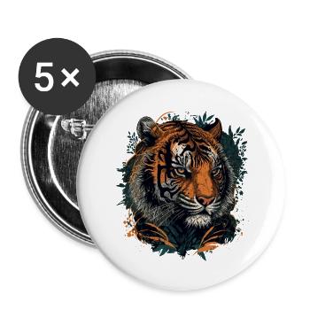 A Tiger Digital Illustration - Buttons small 1''/25 mm (5-pack) - white - Front