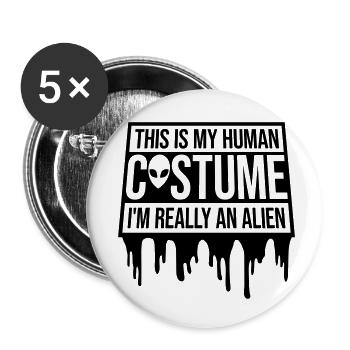 Citation extraterrestre de costume humain - Lot de 5 petits badges (25 mm) - blanc - Devant