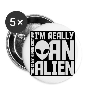 Citation extraterrestre de costume humain - Lot de 5 petits badges (25 mm) - blanc - Devant