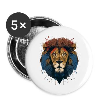 Animal Lover - Lion - Lot de 5 petits badges (25 mm) - blanc - Devant