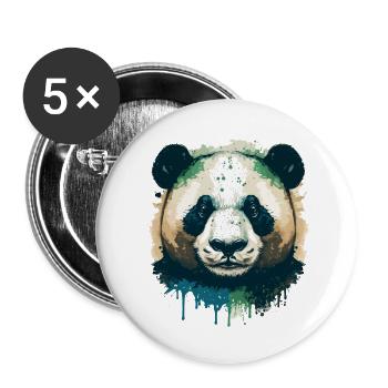 Illustration à l’encre Panda - Lot de 5 petits badges (25 mm) - blanc - Devant