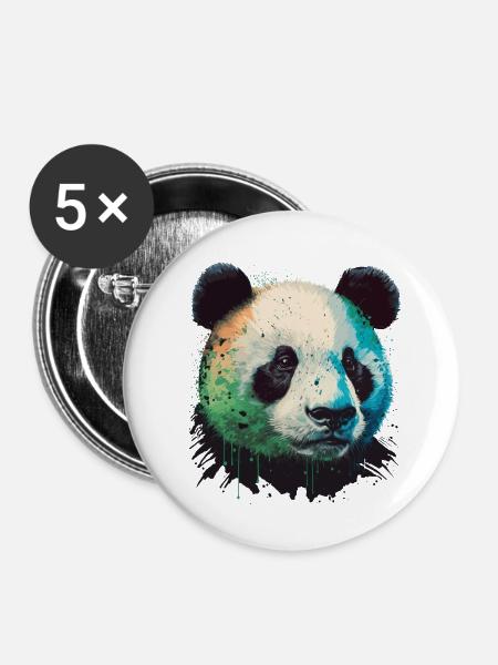 Gesicht des Pandas - Buttons klein 25 mm (5er Pack) - Weiß