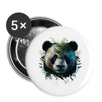 Panda hiding behinde leaths - Buttons small 1''/25 mm (5-pack) - white - Front