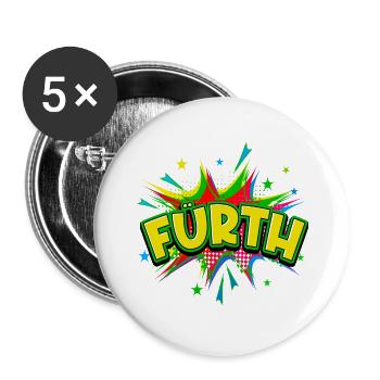 Fürth Allemagne Ville Pop Art Bande dessinée - Lot de 5 petits badges (25 mm) - blanc - Devant