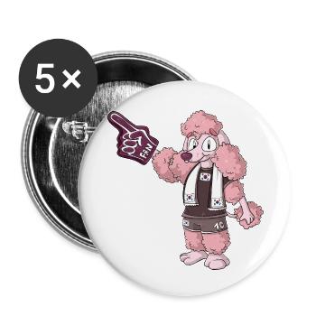 Fan Poodle Corée du Sud - Lot de 5 petits badges (25 mm) - blanc - Devant