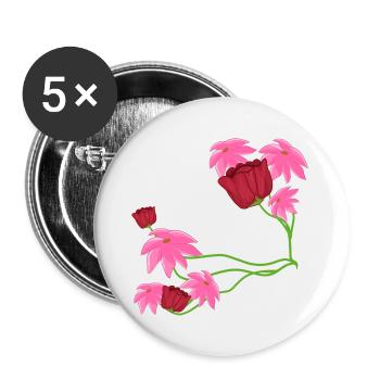 muster blumen rosa pflanzen - Buttons klein 25 mm (5er Pack) - Weiß - Vorne