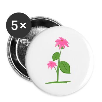 Planter des fleurs végétales - Lot de 5 petits badges (25 mm) - blanc - Devant
