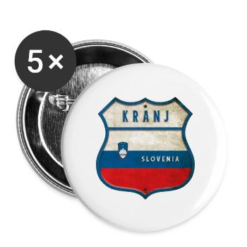 Kranj Slowenien Flaggen Wappen Design - Buttons klein 25 mm (5er Pack) - Weiß - Vorne