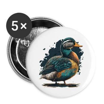 Illustration de canard - Lot de 5 petits badges (25 mm) - blanc - Devant