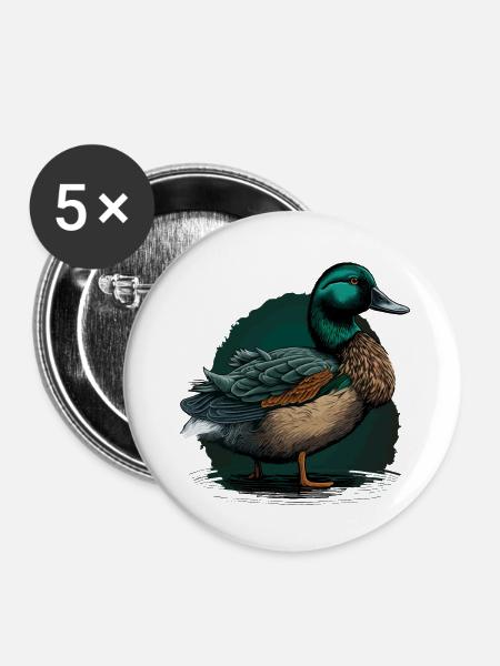 Enten-Design - Buttons klein 25 mm (5er Pack) - Weiß