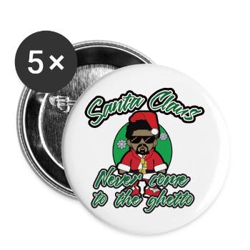 Le Père Noël ne vient jamais au ghetto - Lot de 5 petits badges (25 mm) - blanc - Devant