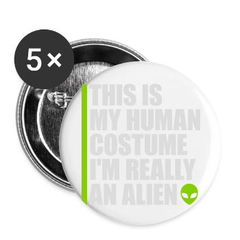 Citation extraterrestre de costume humain - Lot de 5 petits badges (25 mm) - blanc - Devant