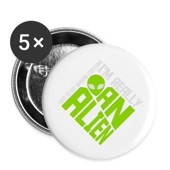 Citation extraterrestre de costume humain - Lot de 5 petits badges (25 mm) - blanc - Devant