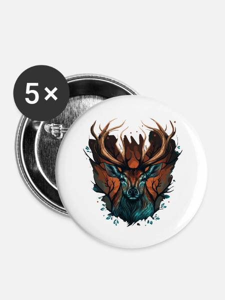 Hirschjagd - Buttons klein 25 mm (5er Pack) - Weiß