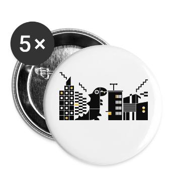 monster meets bauhaus l black - Buttons small 1''/25 mm (5-pack) - white - Front