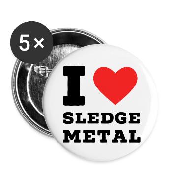 I love sledge metal - Buttons small 1''/25 mm (5-pack) - white - Front