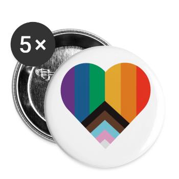 Regenbogen Herz - Buttons klein 25 mm (5er Pack) - Weiß - Vorne