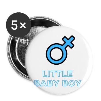 Baby Ankündigung - Junge - Schwangerschaft - Buttons klein 25 mm (5er Pack) - Weiß - Vorne