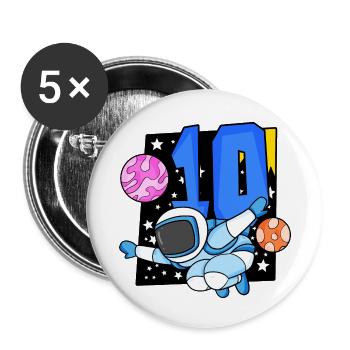 Junge 10 Jahre alt - 10. Geburtstag Geschenk - Buttons klein 25 mm (5er Pack) - Weiß - Vorne