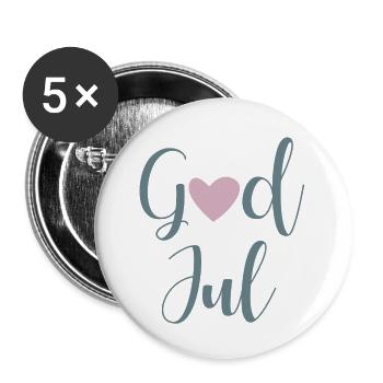 God Jul Heart Handwriting Swedish Xmas - Buttons small 1''/25 mm (5-pack) - white - Front