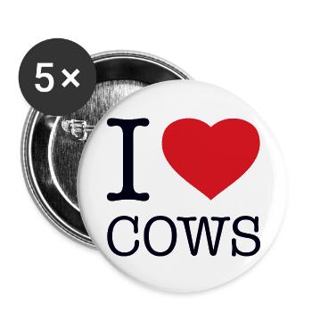 I LOVE COWS - Buttons small 1''/25 mm (5-pack) - white - Front
