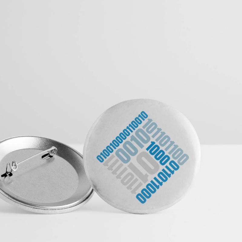Binary Code Program Language Buttons small 1''/25 mm (5-pack)
