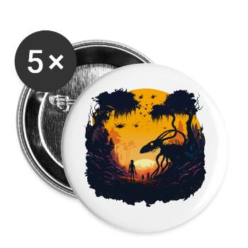 weird alien - Buttons small 1''/25 mm (5-pack) - white - Front