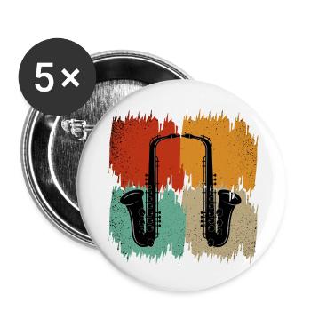 Saxophone rétro - Lot de 5 petits badges (25 mm) - blanc - Devant