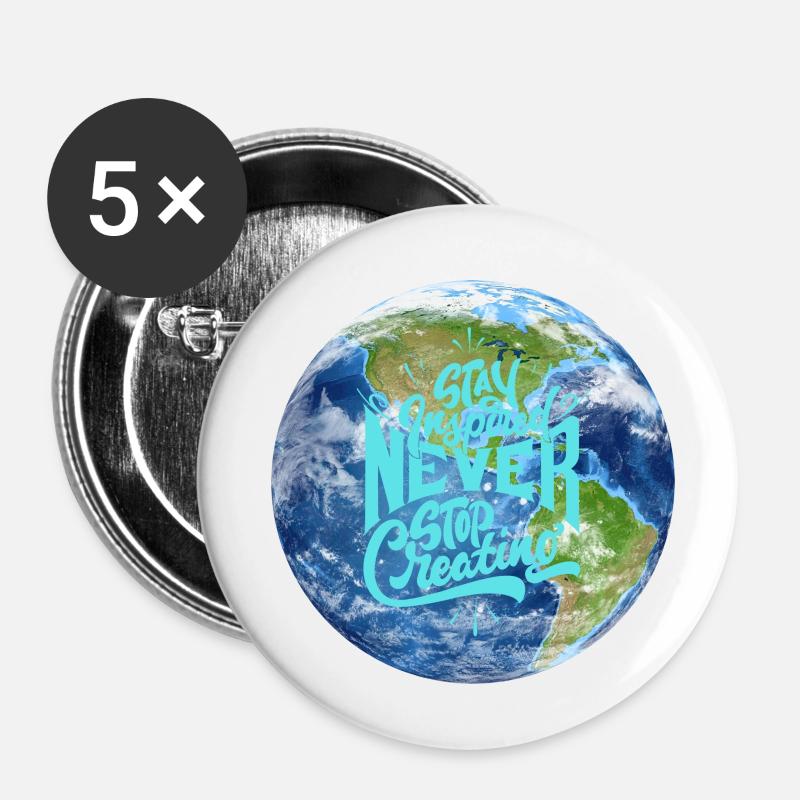 Planet Earth - Buttons small 1''/25 mm (5-pack) - white