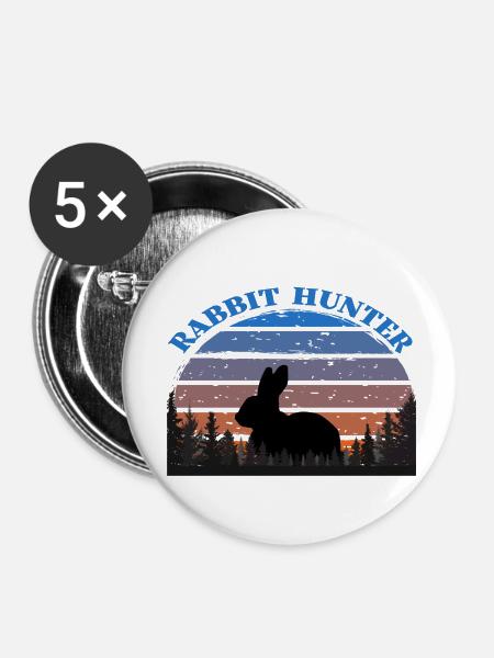 Rabbit Hunter - Buttons klein 25 mm (5er Pack) - Weiß