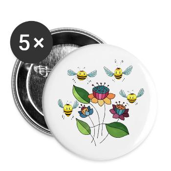 Insekten - Buttons klein 25 mm (5er Pack) - Weiß - Vorne