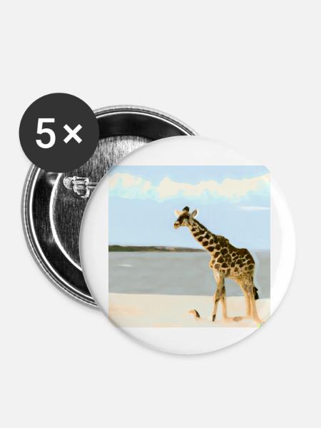 Giraffe am Strand - Buttons klein 25 mm (5er Pack) - Weiß