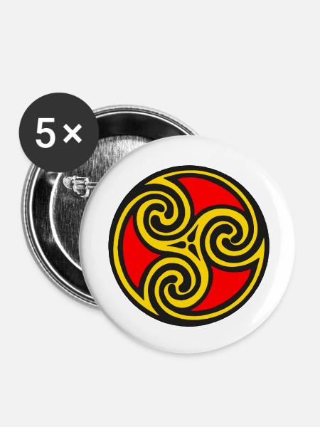 Spezial Triskele rot - Buttons klein 25 mm (5er Pack) - Weiß