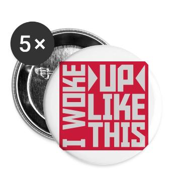 woke up like this - Buttons small 1''/25 mm (5-pack) - white - Front