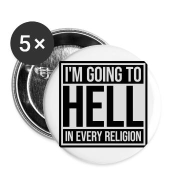 En allant en enfer - Lot de 5 petits badges (25 mm) - blanc - Devant