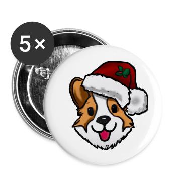 Süßer Corgi mit Weihnachtsmütze Weihnachten - Buttons klein 25 mm (5er Pack) - Weiß - Vorne