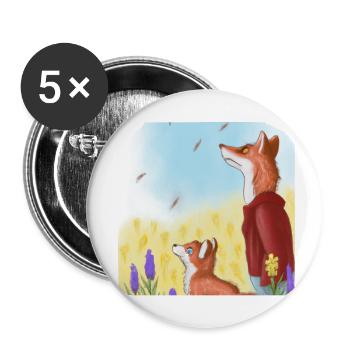 Father Fox and son Fox - Buttons small 1''/25 mm (5-pack) - white - Front