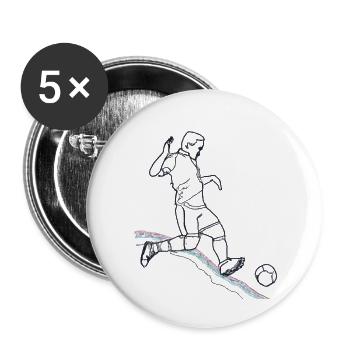 Dessin de footballeur - Lot de 5 petits badges (25 mm) - blanc - Devant