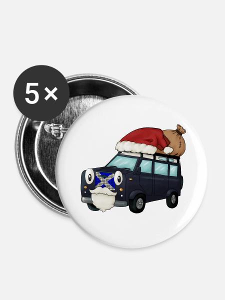 Weihnachts-Landy - Buttons klein 25 mm (5er Pack) - Weiß