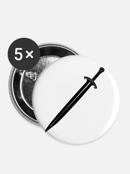 Ritterschwert - Buttons klein 25 mm (5er Pack) - Weiß