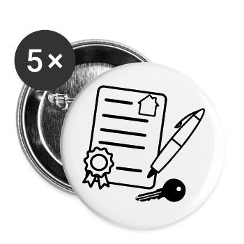 Hausvertrag unterzeichnen - Buttons klein 25 mm (5er Pack) - Weiß - Vorne