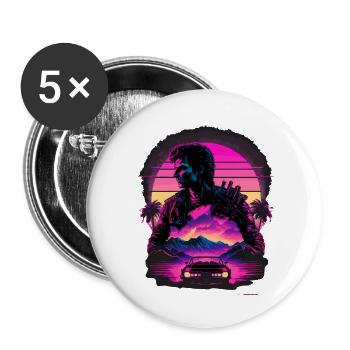 Synthwave Art - Lot de 5 petits badges (25 mm) - blanc - Devant