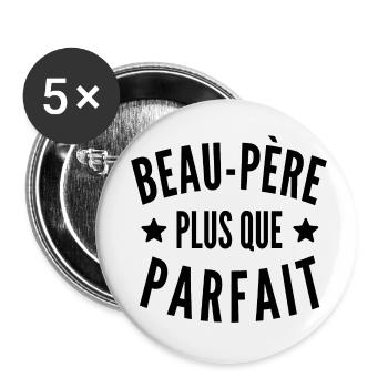 beau-père parfait / cadeau humour beau-père - Lot de 5 petits badges (25 mm) - blanc - Devant