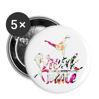 Heavy Metal Rock Musik Hip Hop Breakdance Pop Danz - Buttons klein 25 mm (5er Pack) - Weiß - Vorne