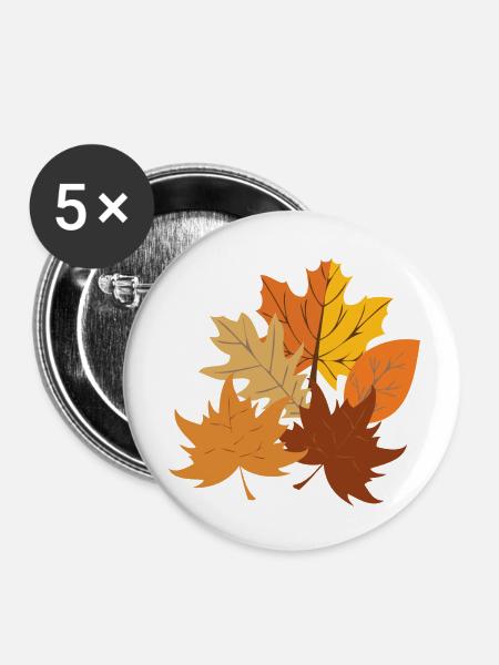 Herbstzeit - Buttons klein 25 mm (5er Pack) - Weiß