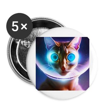 The Universe Cat - Buttons small 1''/25 mm (5-pack) - white - Front